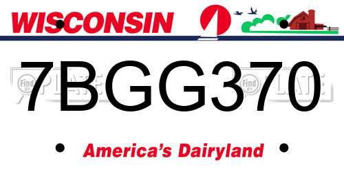 7BGG370 Wisconsin License Plate