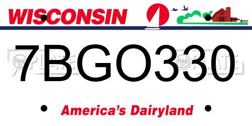 7BGO330 Wisconsin License Plate