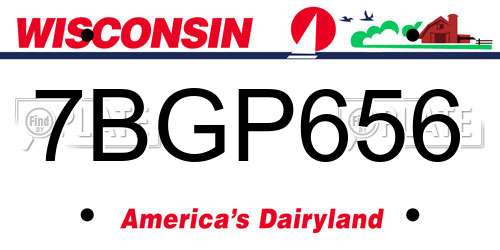 7BGP656 Wisconsin License Plate
