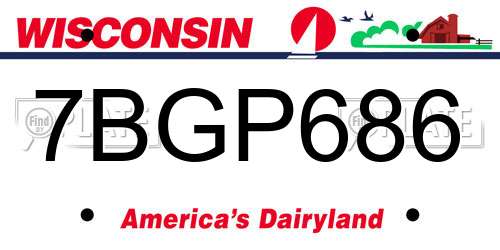 7BGP686 Wisconsin License Plate