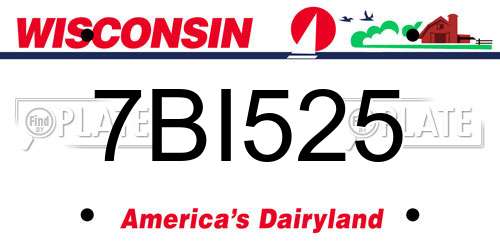 7BI525 Wisconsin License Plate