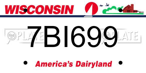 7BI699 Wisconsin License Plate
