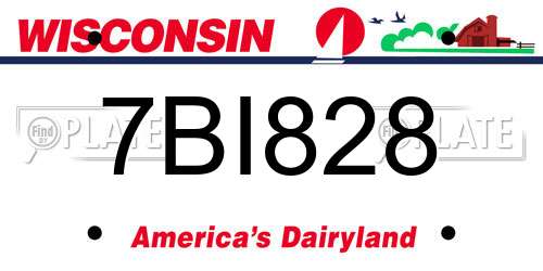 7BI828 Wisconsin License Plate