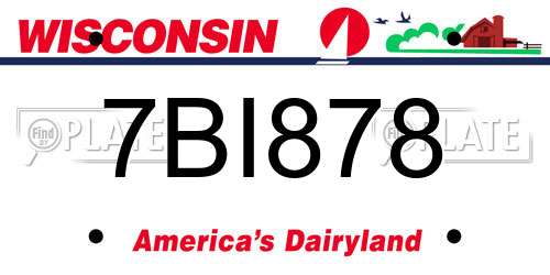 7BI878 Wisconsin License Plate
