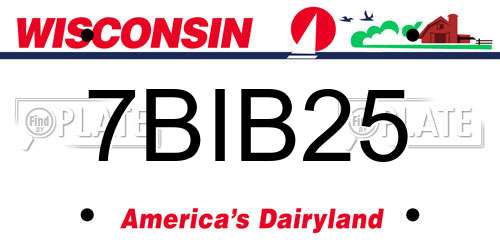 7BIB25 Wisconsin License Plate