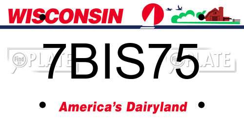 7BIS75 Wisconsin License Plate
