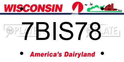 7BIS78 Wisconsin License Plate