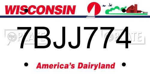 7BJJ774 Wisconsin License Plate