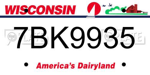 7BK9935 Wisconsin License Plate