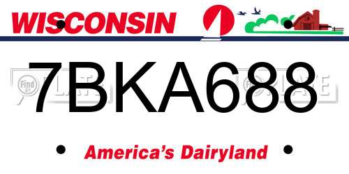 7BKA688 Wisconsin License Plate