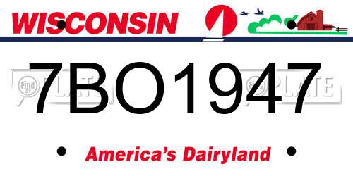 7BO1947 Wisconsin License Plate