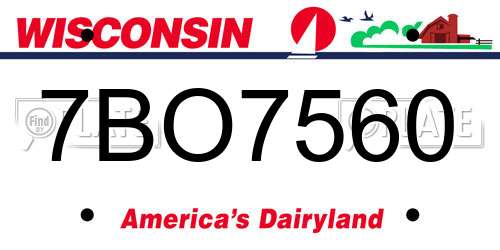7BO7560 Wisconsin License Plate