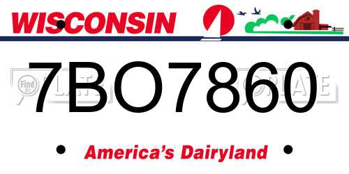 7BO7860 Wisconsin License Plate