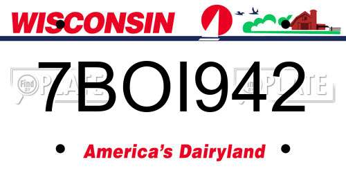 7BOI942 Wisconsin License Plate