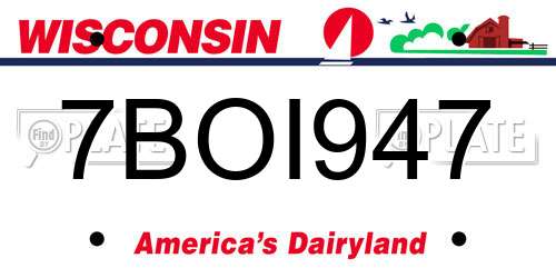 7BOI947 Wisconsin License Plate