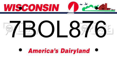 7BOL876 Wisconsin License Plate