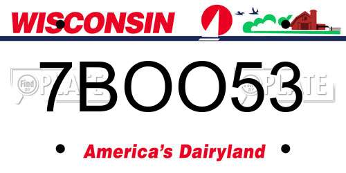 7BOO53 Wisconsin License Plate