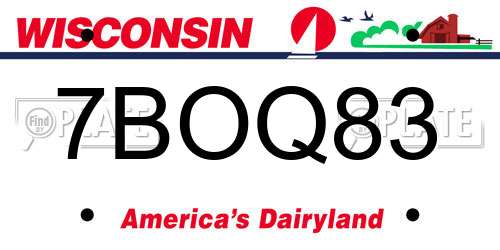 7BOQ83 Wisconsin License Plate