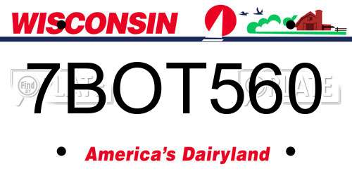 7BOT560 Wisconsin License Plate