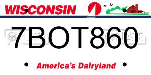 7BOT860 Wisconsin License Plate