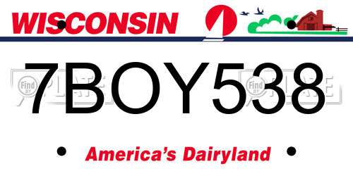 7BOY538 Wisconsin License Plate