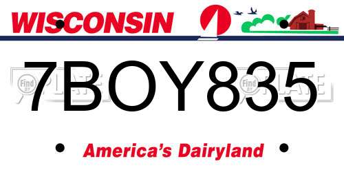 7BOY835 Wisconsin License Plate