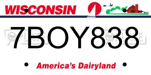 7BOY838 Wisconsin License Plate