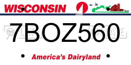 7BOZ560 Wisconsin License Plate