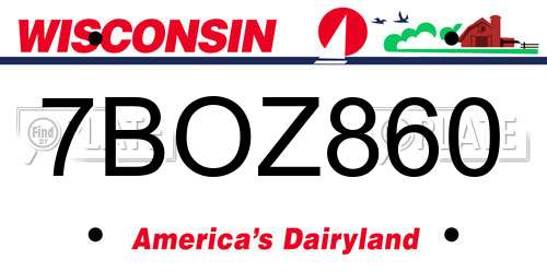7BOZ860 Wisconsin License Plate