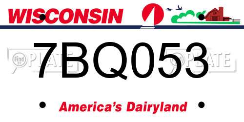 7BQ053 Wisconsin License Plate