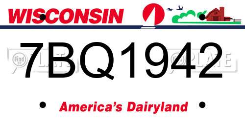 7BQ1942 Wisconsin License Plate