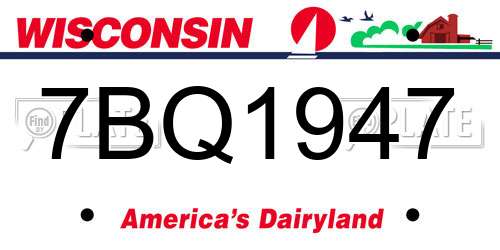 7BQ1947 Wisconsin License Plate