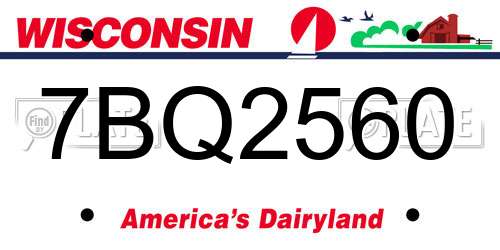 7BQ2560 Wisconsin License Plate