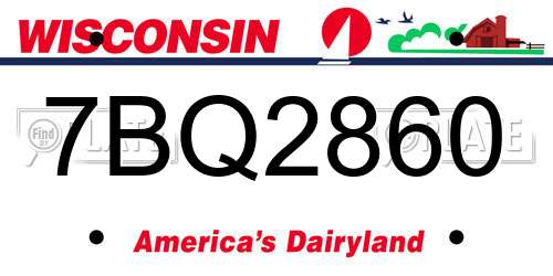 7BQ2860 Wisconsin License Plate