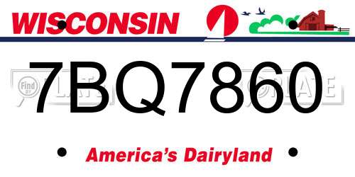 7BQ7860 Wisconsin License Plate