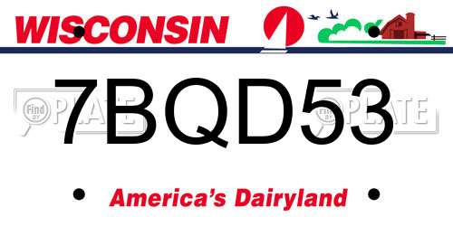 7BQD53 Wisconsin License Plate