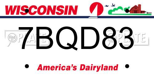 7BQD83 Wisconsin License Plate