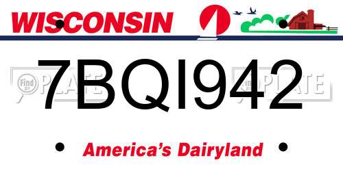 7BQI942 Wisconsin License Plate
