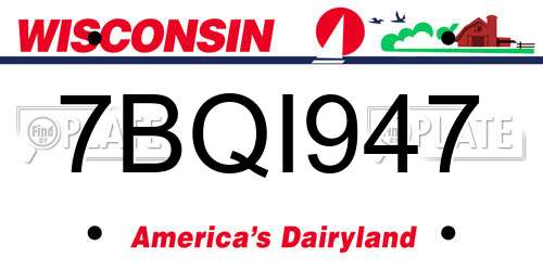 7BQI947 Wisconsin License Plate