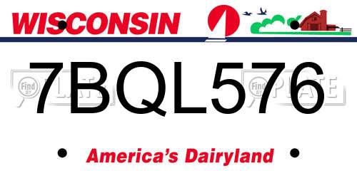 7BQL576 Wisconsin License Plate