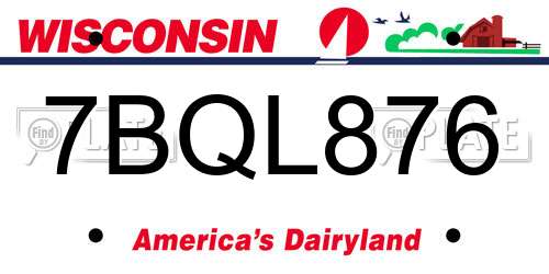 7BQL876 Wisconsin License Plate