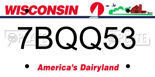 7BQQ53 Wisconsin License Plate