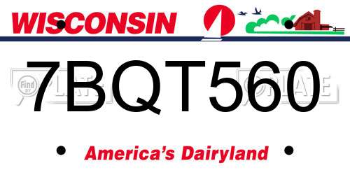7BQT560 Wisconsin License Plate