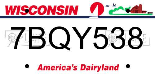 7BQY538 Wisconsin License Plate