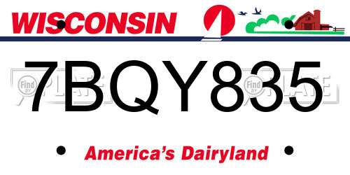 7BQY835 Wisconsin License Plate