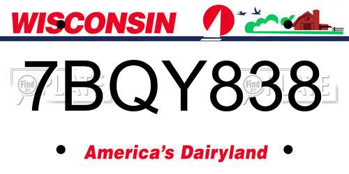 7BQY838 Wisconsin License Plate
