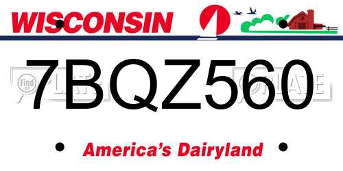 7BQZ560 Wisconsin License Plate