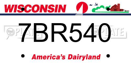 7BR540 Wisconsin License Plate