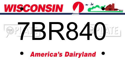 7BR840 Wisconsin License Plate