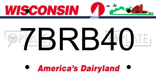 7BRB40 Wisconsin License Plate